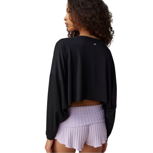 Urban out from under addison cozy cutoff cropped black tee  shirt size XS - Picture 5 of 14